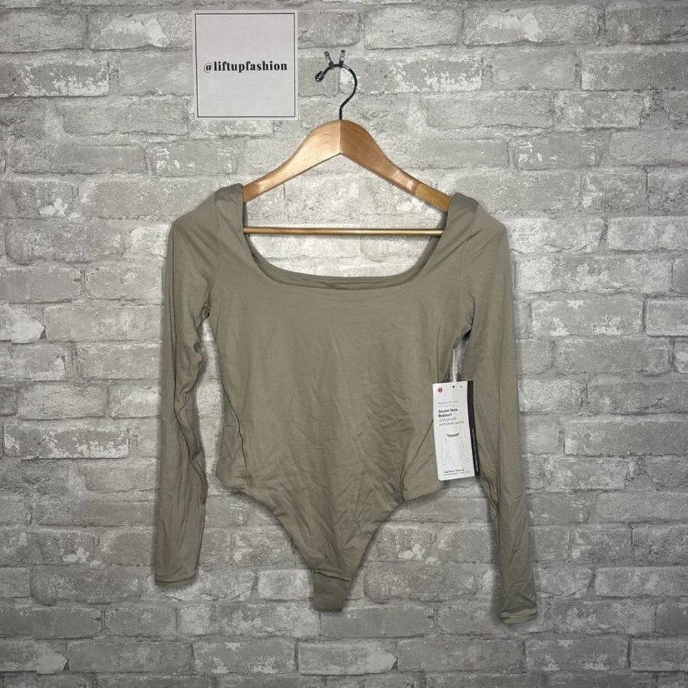 Lululemon Nulu Square Neck Bodysuit Long Sleeve Thong Cut NWT Size Medium (RVSN) - Picture 3 of 16
